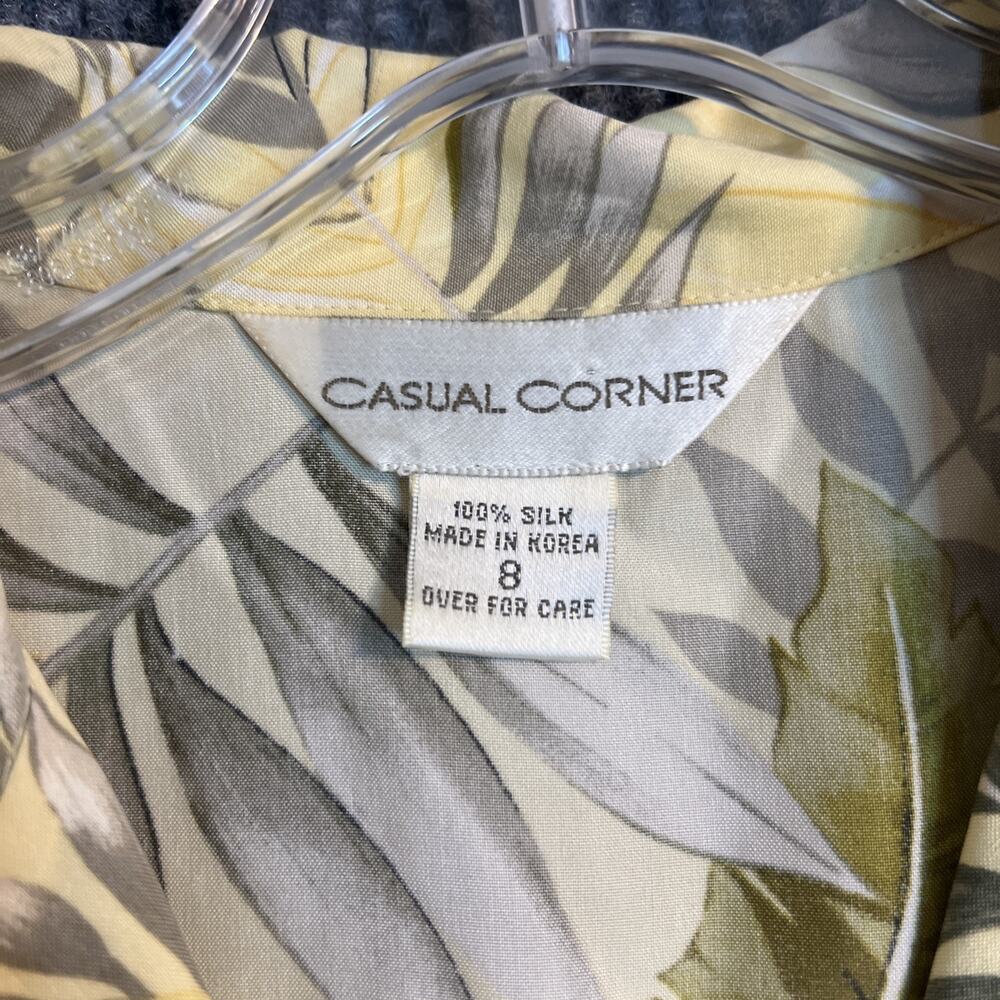 Vintage Casual Corner Womens Skirt Set Size 8 Yellow Tropical Silk Resort Cruise - Picture 7 of 16